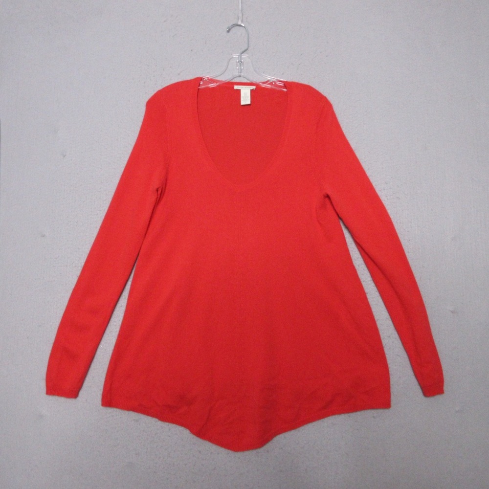 White Warren Sweater Tunic Large Orange Cashmere Silk Lagenlook Scoop Neck Soft